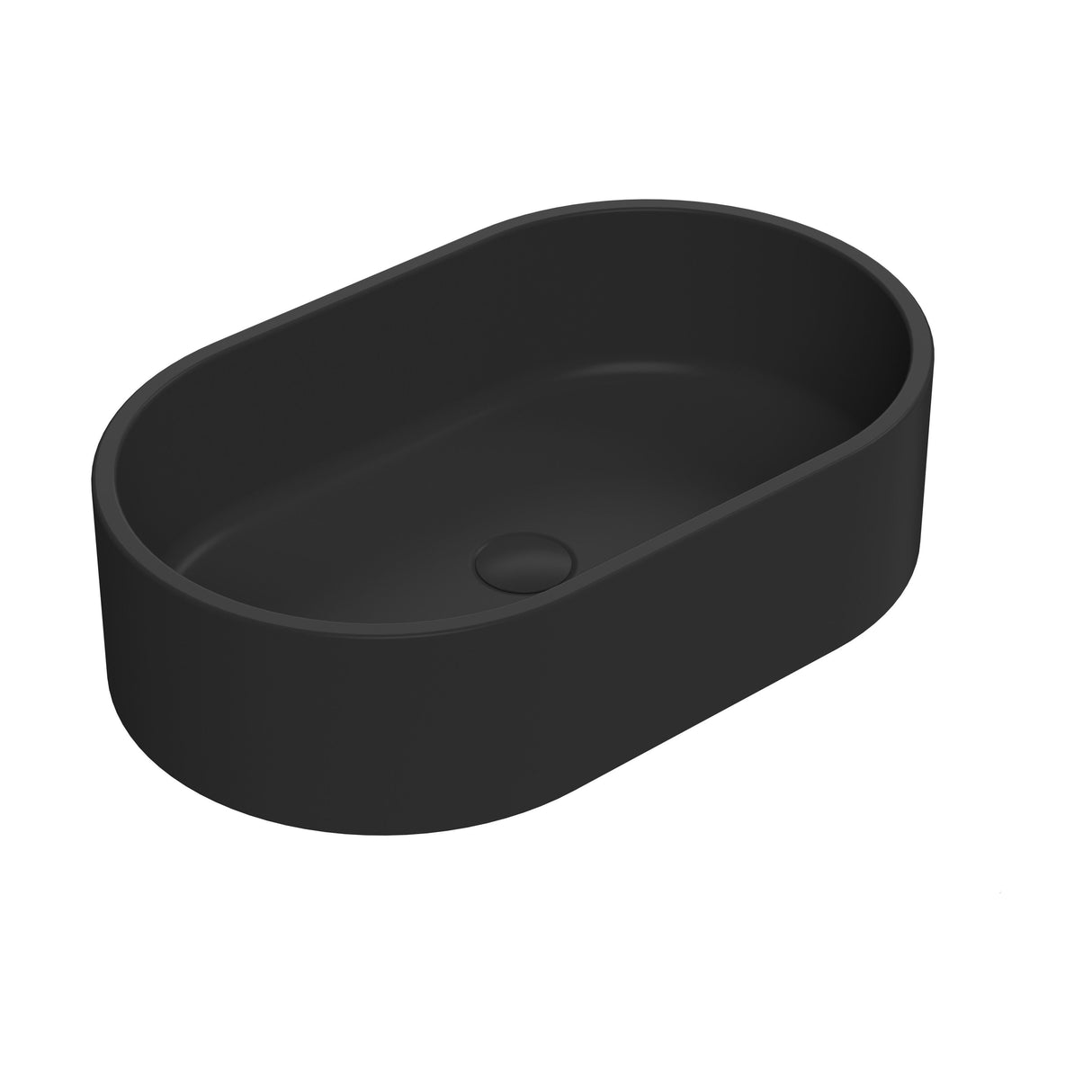 [BCCT469] Balterley Nova Oval Countertop Vessel Basin for Modern Bathroom & Cloakroom, Ceramic Fireclay, Matt Black, 565 mm - Cutout