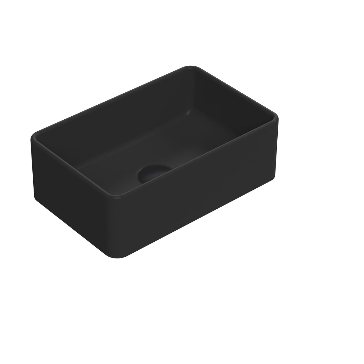 [BCCT479] Balterley Nova Rectangular Countertop Vessel Basin for Modern Bathroom & Cloakroom, Ceramic Fireclay, Matt Black, 365 mm - Cutout