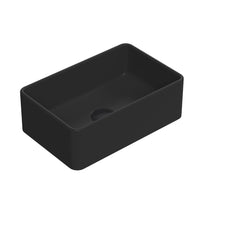 [BCCT479] Balterley Nova Rectangular Countertop Vessel Basin for Modern Bathroom & Cloakroom, Ceramic Fireclay, Matt Black, 365 mm - Cutout