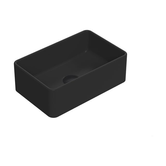 [BCCT479] Balterley Nova Rectangular Countertop Vessel Basin for Modern Bathroom & Cloakroom, Ceramic Fireclay, Matt Black, 365 mm - Cutout