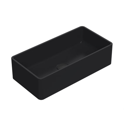 [BCCT480] Balterley Nova Rectangular Countertop Vessel Basin for Modern Bathroom & Cloakroom, Ceramic Fireclay, Matt Black, 465 mm - Cutout