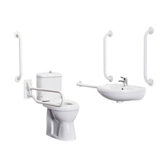 [BCDOC001] Balterley Accessible Pack: Comfort Height Toilet Pan with Cistern, Wall Hung Basin & Accessories - White - Cutout