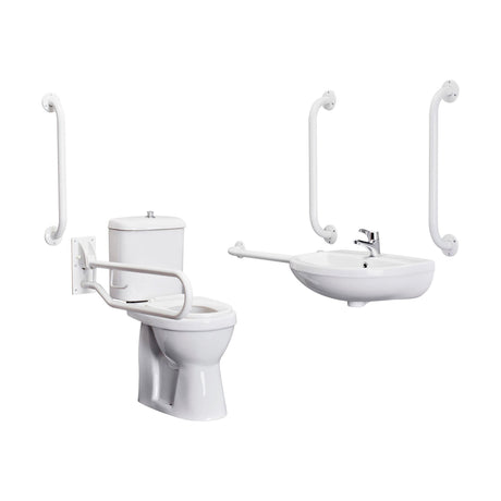[BCDOC001] Balterley Accessible Pack: Comfort Height Toilet Pan with Cistern, Wall Hung Basin & Accessories - White - Cutout