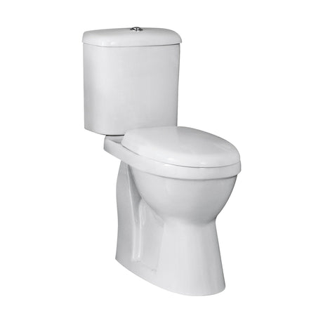 [BCDOC100] White Single Flush Comfort Height Toilet Pan, Cistern & Soft Close Seat - Cutout
