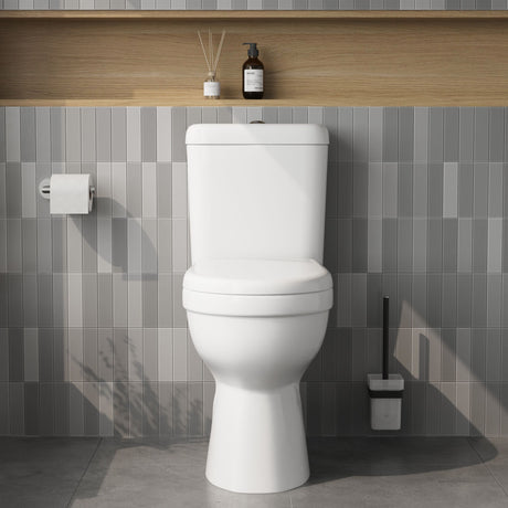[BCDOC100] White Single Flush Comfort Height Toilet Pan, Cistern & Soft Close Seat - Lifestyle 1