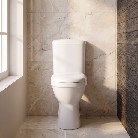 [BCDOC500] Dual Flush Comfort Height Toilet Pan, Cistern & Soft Close Seat - White - Silo