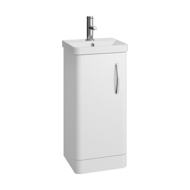 [BCDRF40WH] Handsacre Contemporary 1 Door Floor Standing Vanity Unit with Basin, Gloss White, 400mm - Cutout