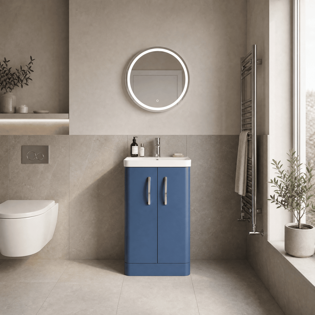 [BCDRF50AB] Handsacre Contemporary 2 Door Floor Standing Vanity Unit with Basin - Choice of Size and Colour