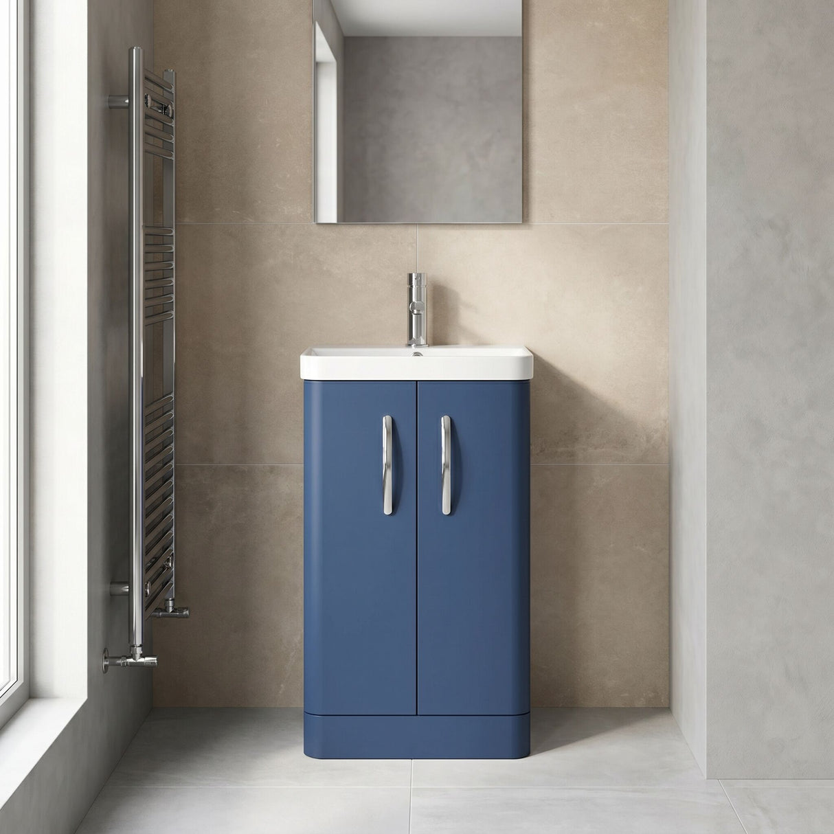 [BCDRF50AB] Handsacre Contemporary 2 Door Floor Standing Vanity Unit with Basin - Choice of Size and Colour