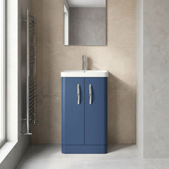 [BCDRF50AB] Handsacre Contemporary 2 Door Floor Standing Vanity Unit with Basin - Choice of Size and Colour