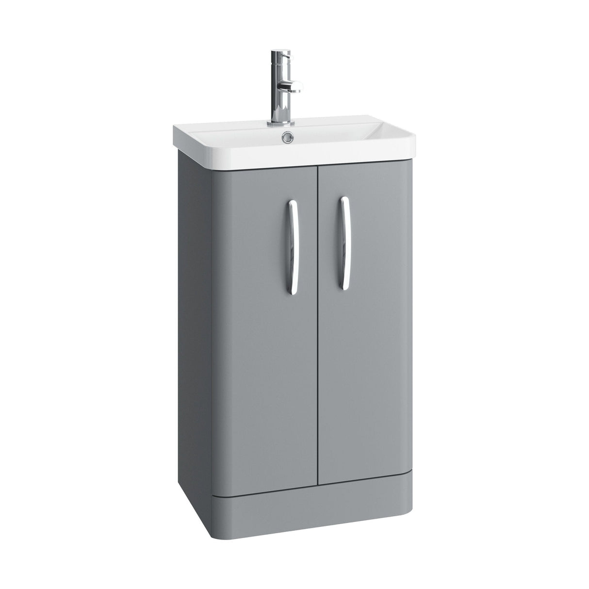 [BCDRF50GR] Handsacre Contemporary 2 Door Floor Standing Vanity Unit with Basin - Choice of Size and Colour - Cutout