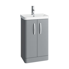 [BCDRF50GR] Handsacre Contemporary 2 Door Floor Standing Vanity Unit with Basin - Choice of Size and Colour - Cutout