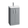 [BCDRF50GR] Handsacre Contemporary 2 Door Floor Standing Vanity Unit with Basin - Choice of Size and Colour - Cutout