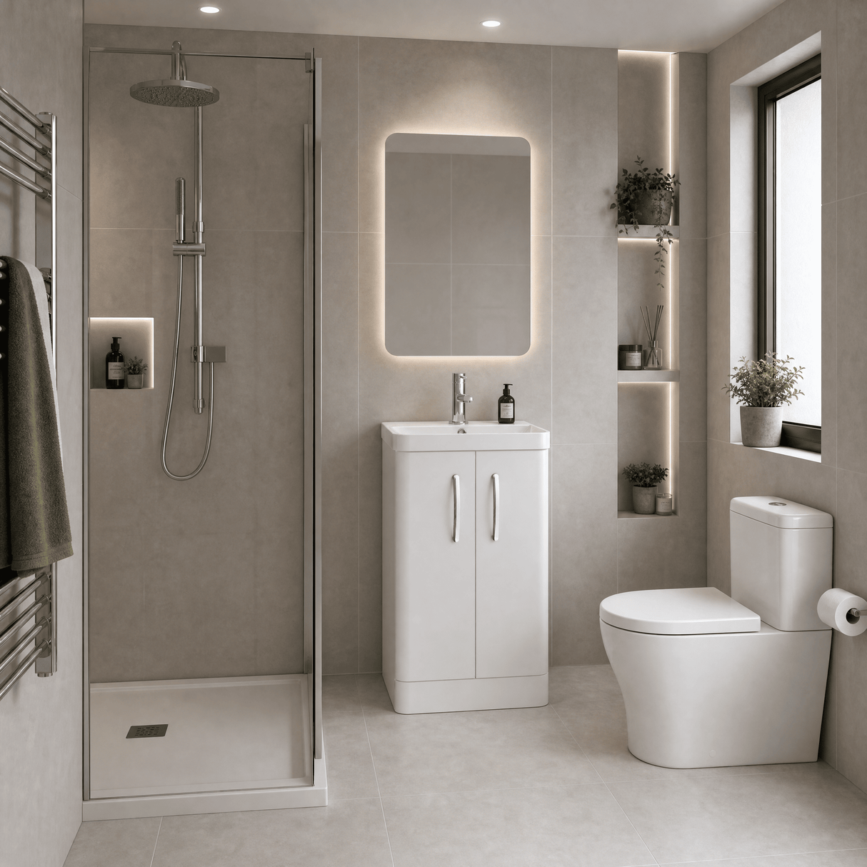 [BCDRF50WH] Handsacre Contemporary 2 Door Floor Standing Vanity Unit with Basin - Choice of Size and Colour