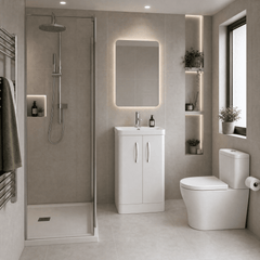 [BCDRF50WH] Handsacre Contemporary 2 Door Floor Standing Vanity Unit with Basin - Choice of Size and Colour