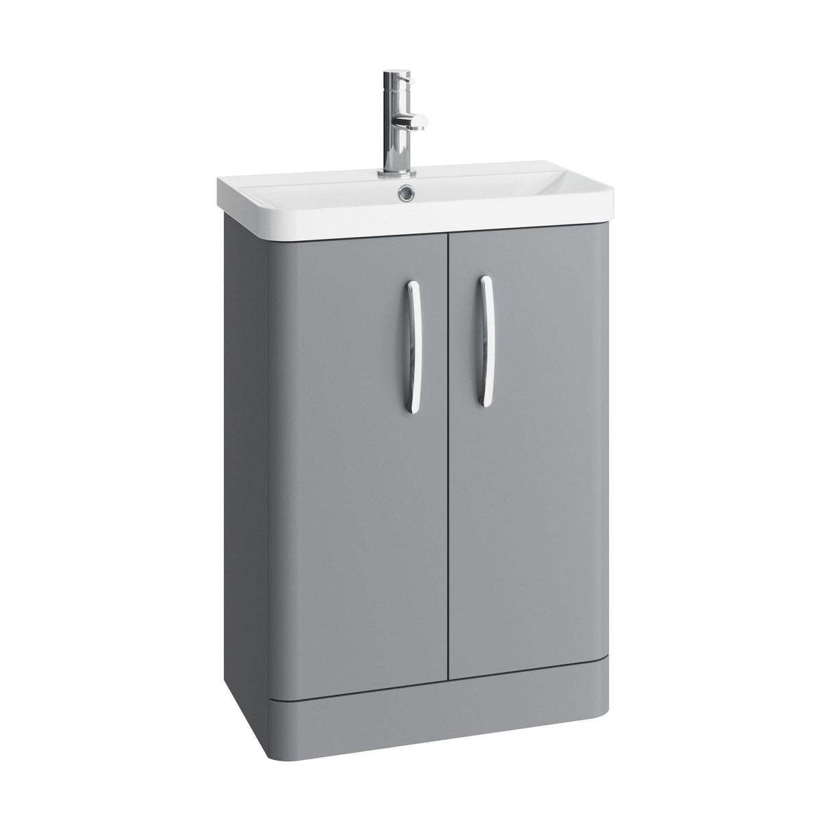 [BCDRF60GR] Handsacre Contemporary 2 Door Floor Standing Vanity Unit with Basin - Choice of Size and Colour - Cutout