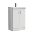 [BCDRF60WH] Handsacre Contemporary 2 Door Floor Standing Vanity Unit with Basin, Gloss White, 600mm - Cutout