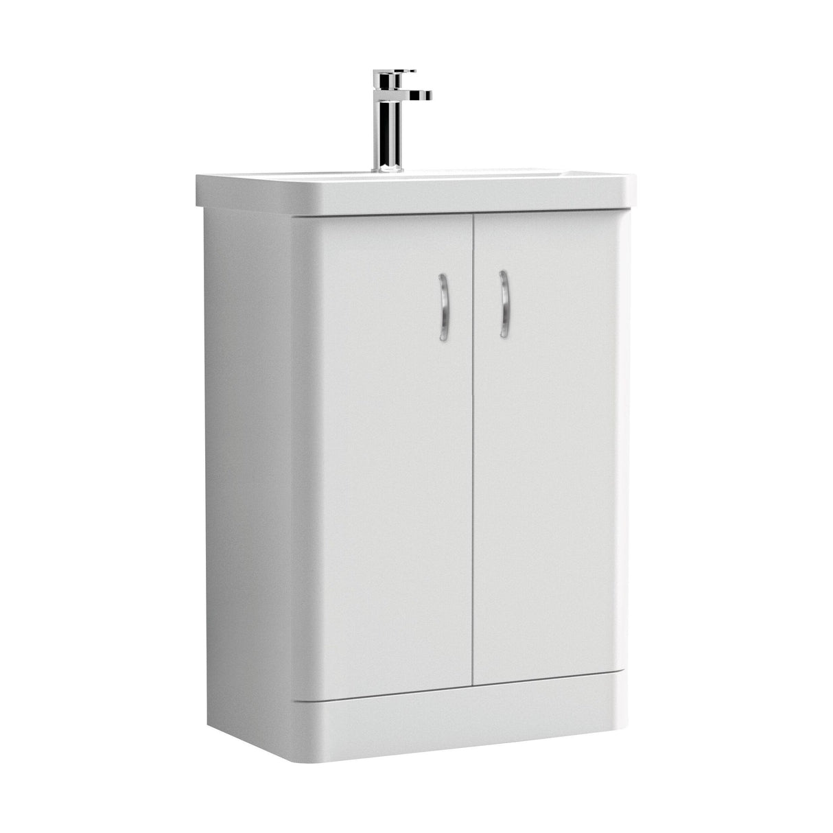 [BCDRF60WH] Handsacre Contemporary 2 Door Floor Standing Vanity Unit with Basin - Choice of Size and Colour - Cutout