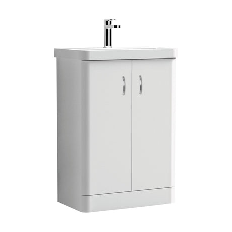[BCDRF60WH] Handsacre Contemporary 2 Door Floor Standing Vanity Unit with Basin - Choice of Size and Colour - Cutout