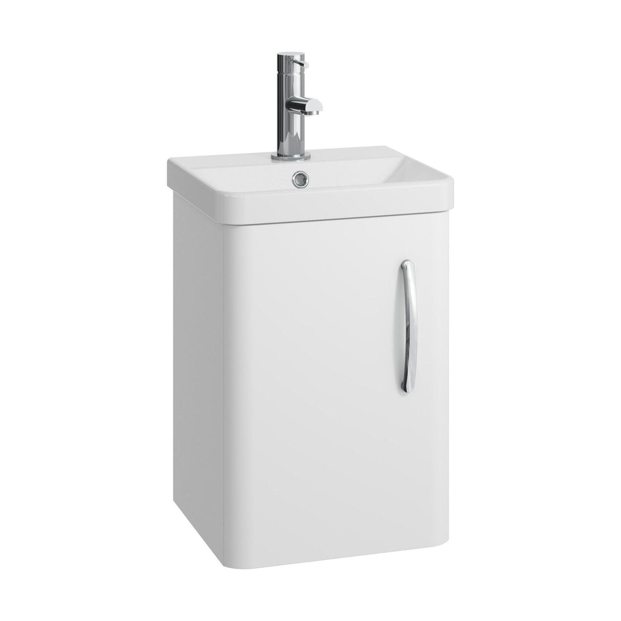 [BCDRW40WH] Handsacre Contemporary 1 Door Wall Hung Vanity Unit with Basin - Choice of Colour - Cutout