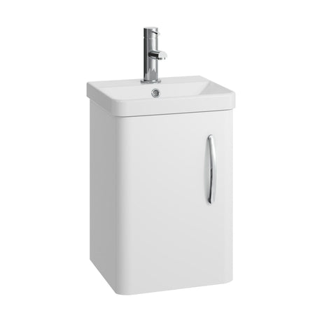 [BCDRW40WH] Handsacre Contemporary 1 Door Wall Hung Vanity Unit with Basin - Choice of Colour - Cutout