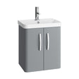 [BCDRW50GR] Handsacre Contemporary 2 Door Wall Hung Vanity Unit with Basin, Gloss Grey, 500mm - Cutout