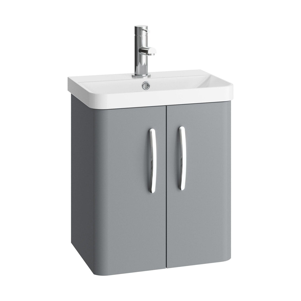 [BCDRW50GR] Handsacre Contemporary 2 Door Wall Hung Vanity Unit with Basin - Choice of Size and Colour - Cutout