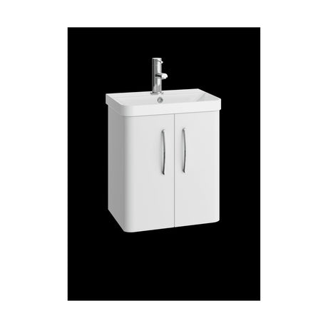 [BCDRW50WH] Handsacre Contemporary 2 Door Wall Hung Vanity Unit with Basin - Choice of Size and Colour - Cutout