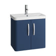 [BCDRW60AB] Handsacre Contemporary 2 Door Wall Hung Vanity Unit with Basin, Satin Blue, 600mm - Cutout