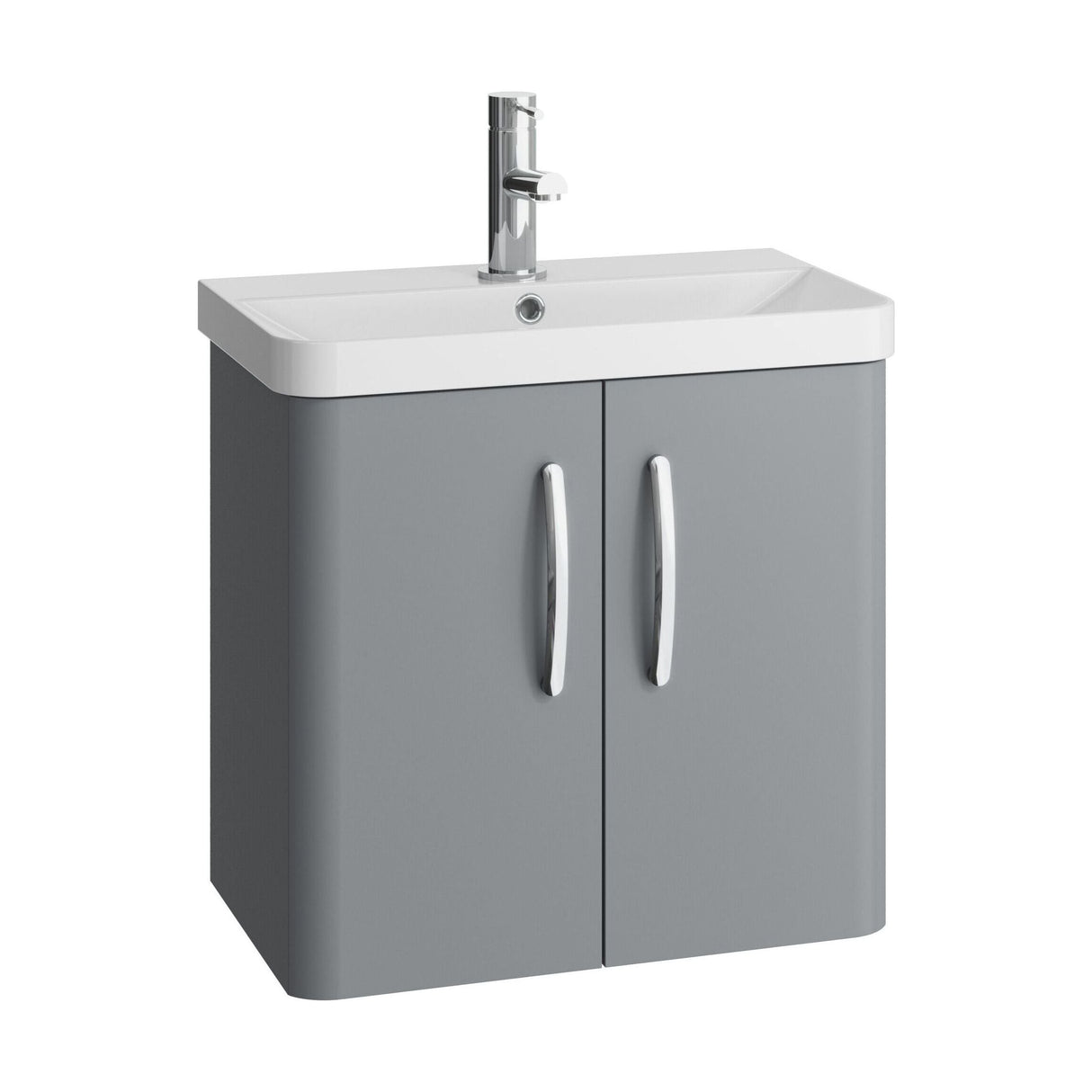 [BCDRW60GR] Handsacre Contemporary 2 Door Wall Hung Vanity Unit with Basin - Choice of Size and Colour - Cutout