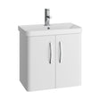 [BCDRW60WH] Handsacre Contemporary 2 Door Wall Hung Vanity Unit with Basin, Gloss White, 600mm - Cutout