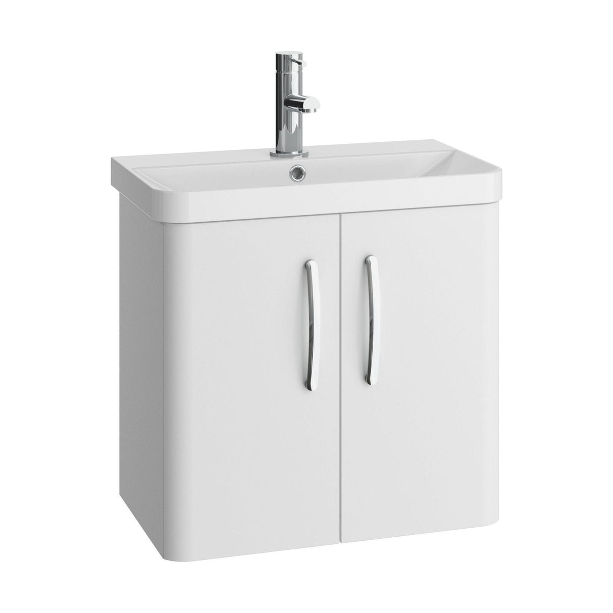 [BCDRW60WH] Handsacre Contemporary 2 Door Wall Hung Vanity Unit with Basin - Choice of Size and Colour - Cutout