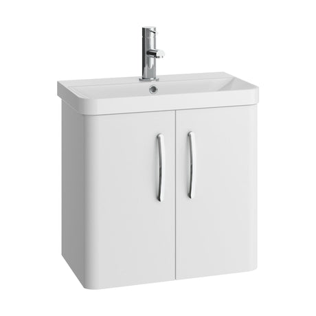 [BCDRW60WH] Handsacre Contemporary 2 Door Wall Hung Vanity Unit with Basin - Choice of Size and Colour - Cutout