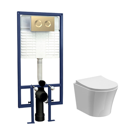 [BCFE003] Baswich Contemporary Round Wall Hung Toilet Pan and Seat with Concealed Cistern and Flush Plate - Choice of Finish - Cutout