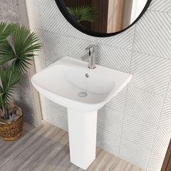 [BCFR400] Hilderstone Modern 1 Tap Hole Basin and Pedestal - 545mm - Lifestyle 2