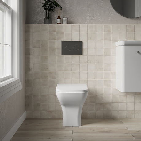 [BCFR406] Hilderstone Modern Back to Wall Toilet Pan with Soft Close Seat - Lifestyle 1