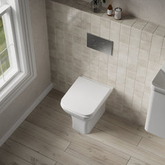 [BCFR406] Hilderstone Modern Back to Wall Toilet Pan with Soft Close Seat - Lifestyle 2