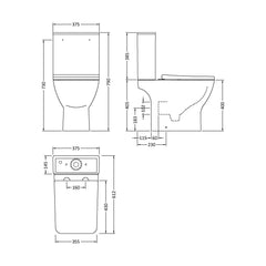 [BCFR410] Balterley Hilderstone Ceramic Bathroom Suite - Toilet and Basin - Technical Drawing