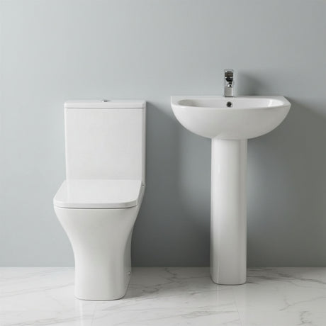 [BCFR410] Balterley Hilderstone Ceramic Bathroom Suite - Toilet and Basin - Silo