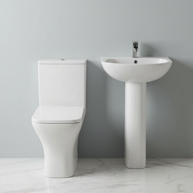 [BCFR410] Balterley Hilderstone Ceramic Bathroom Suite - Toilet and Basin - Silo