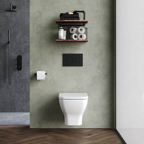 [BCFR441] Hilderstone Modern Wall Hung Toilet Pan with Soft Close Seat - Lifestyle 1