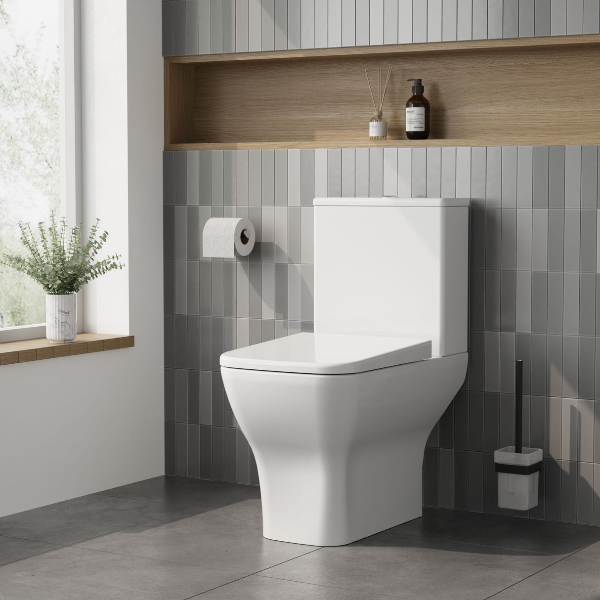 [BCFR450] Hilderstone Modern Close Coupled Toilet with Soft Close Seat - Lifestyle 3