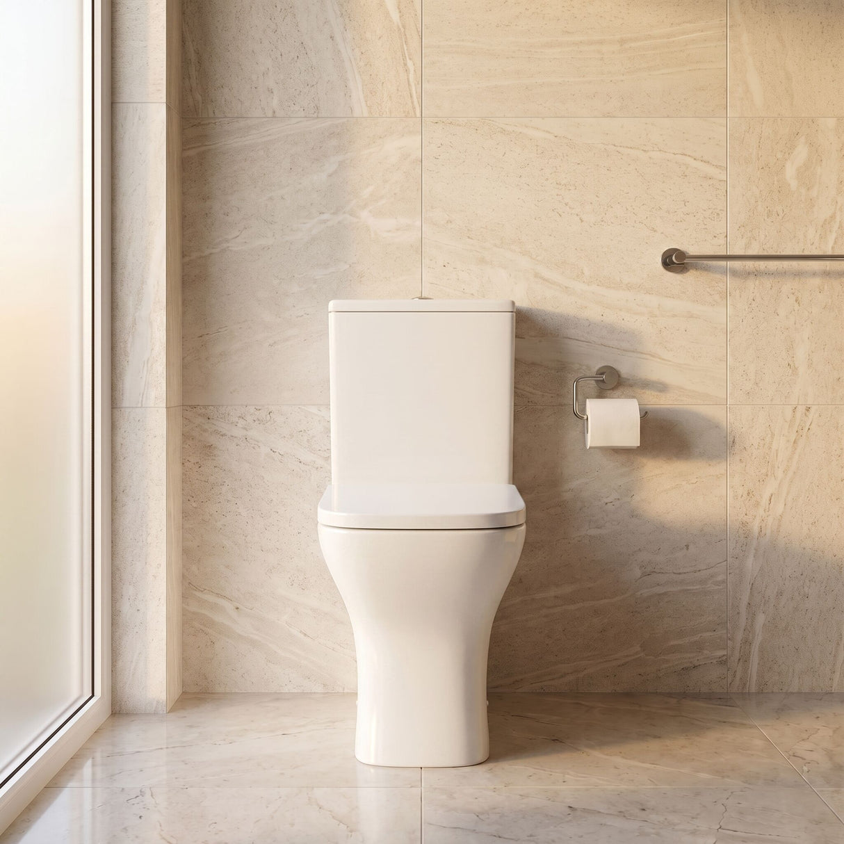 [BCFR450] Hilderstone Modern Close Coupled Toilet with Soft Close Seat - Silo