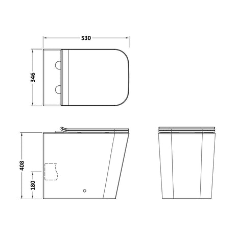 [BCFR505] Faron Rimless BTW Pan & SC Seat (PP) - Technical Drawing