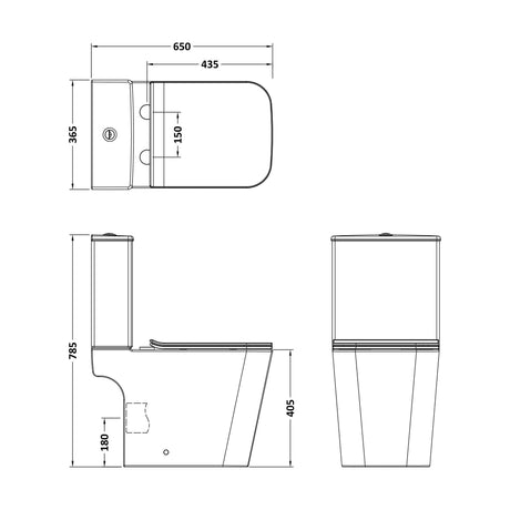 [BCFR551] Faron Rimless Pan, Cistern & SC Seat(PP) - Technical Drawing