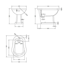 [BCHA830] Harrington Bidet - Technical Drawing