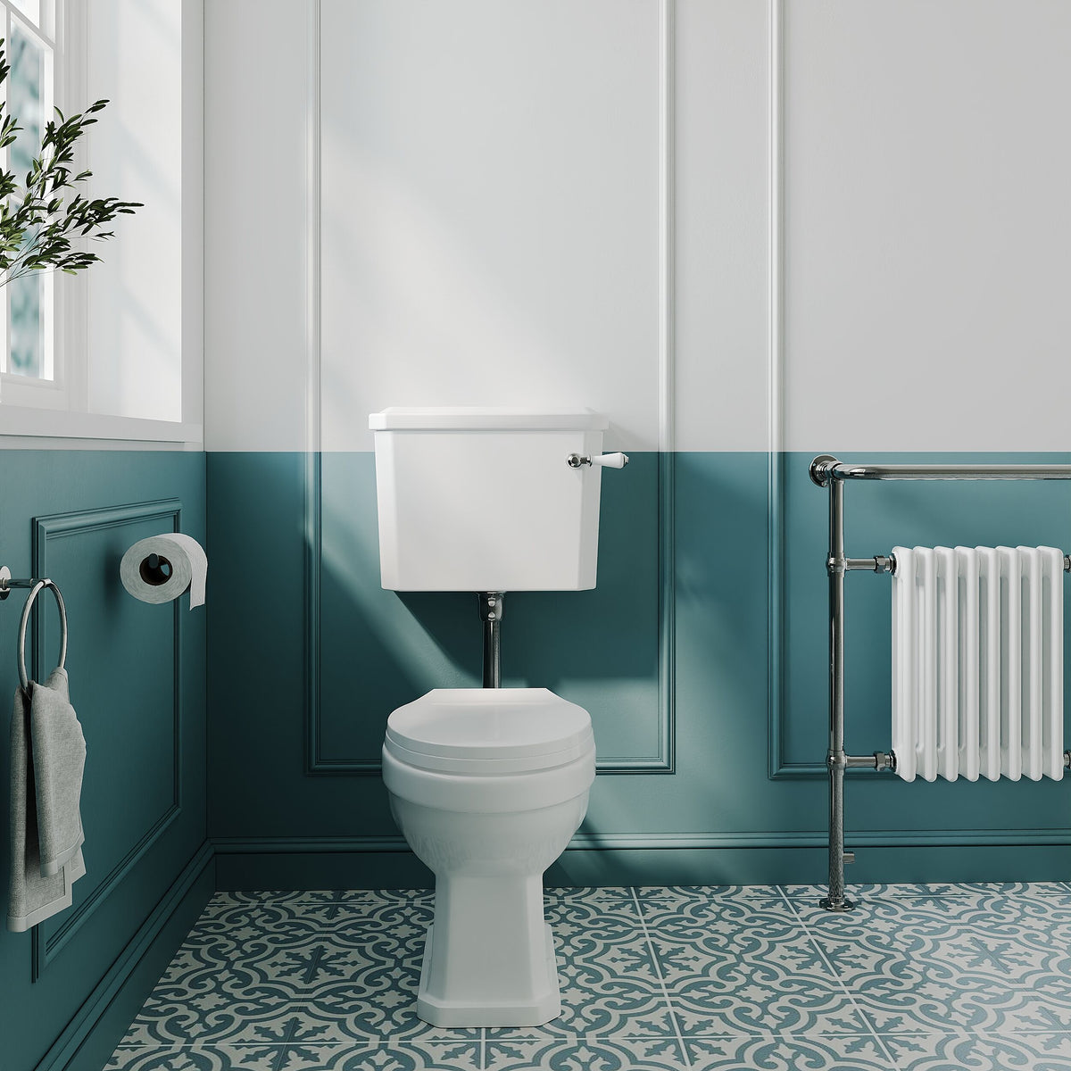 Low Pan Traditional Classic Low Level Toilet Pan, Cistern and Flush Pipe Kit ...