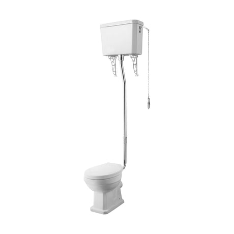 [BCKI002] Traditional High Level Toilet Pan, Cistern, Flush Pipe Kit  - White - Cutout