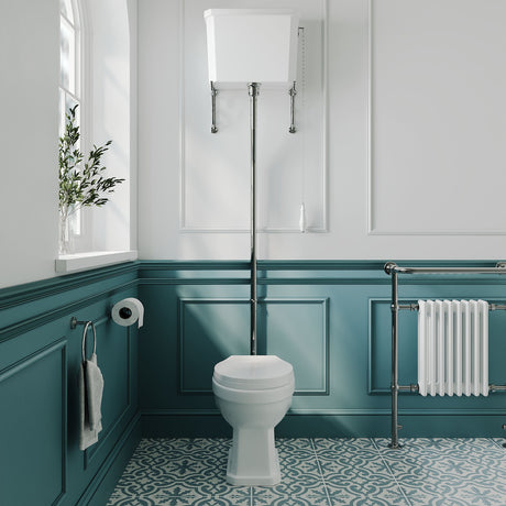 [BCKI002] Traditional High Level Toilet Pan, Cistern, Flush Pipe Kit  - White - Lifestyle 1