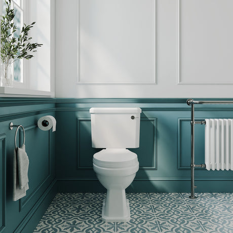 [BCKI003] Madeley Traditional White Close Coupled Bathroom Toilet with Cistern & Soft Close Seat - 470mm - Lifestyle 1